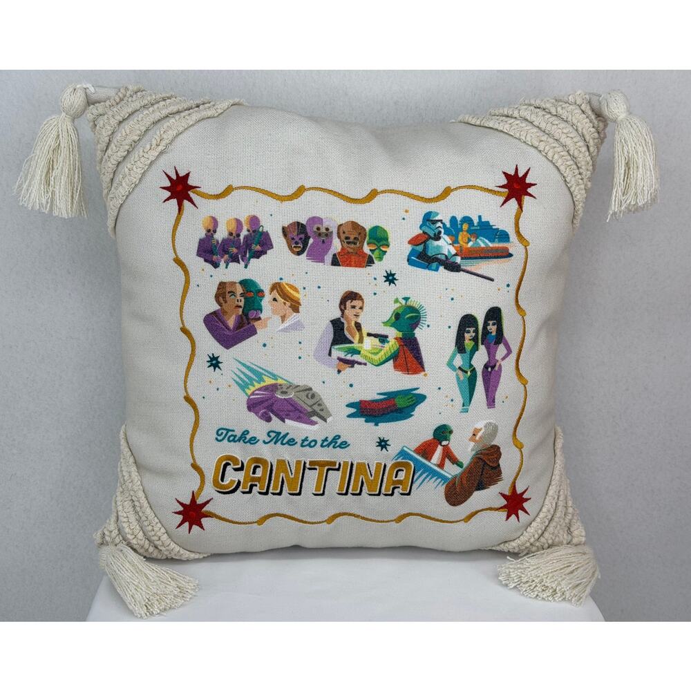 DISNEY PARKS Star Wars Take Me to the Cantina Decorative Pillow 17"x17" NWOT